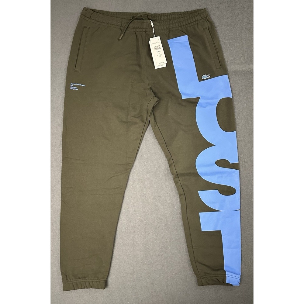 Lacoste MEN'S CONTRAST LETTERING COTTON SWEATPANTS Size 2XL